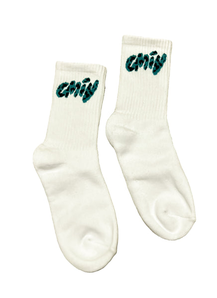 TEAL LEOPARD SOCKS