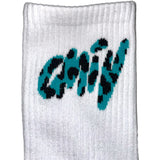 CMIV Teal Leopard socks